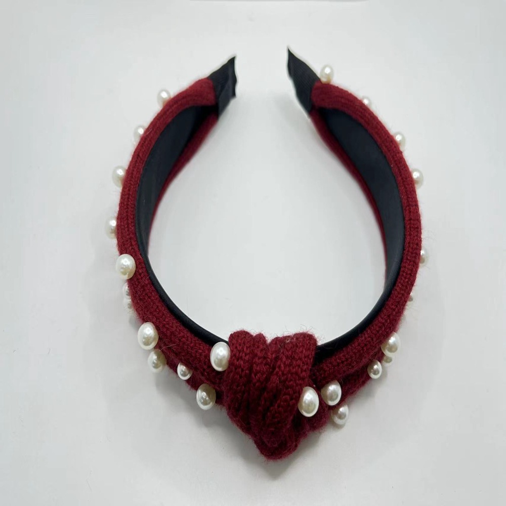 毛线珍珠发箍 (2)