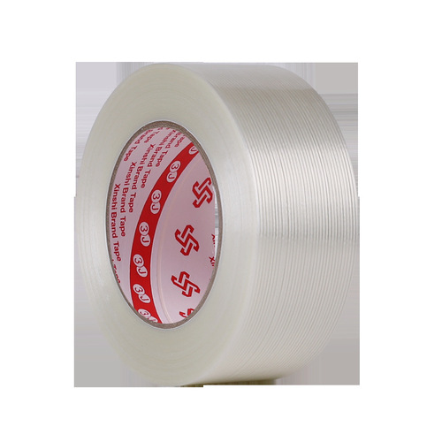 Transparent fiberglass tape striped mesh single-sided sealing tape high-viscosity wear-resistant heavy object binding and fixing tape