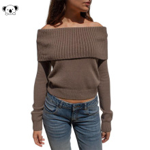 Q 62104 Women Off Shoulder Sweater Casual休闲毛衣
