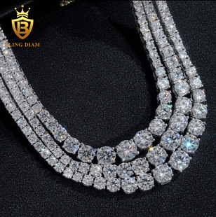 Cross-border Mosan D color 3-6.5mm size gradient 925 silver hip-hop single row tennis chain necklace tennischain
