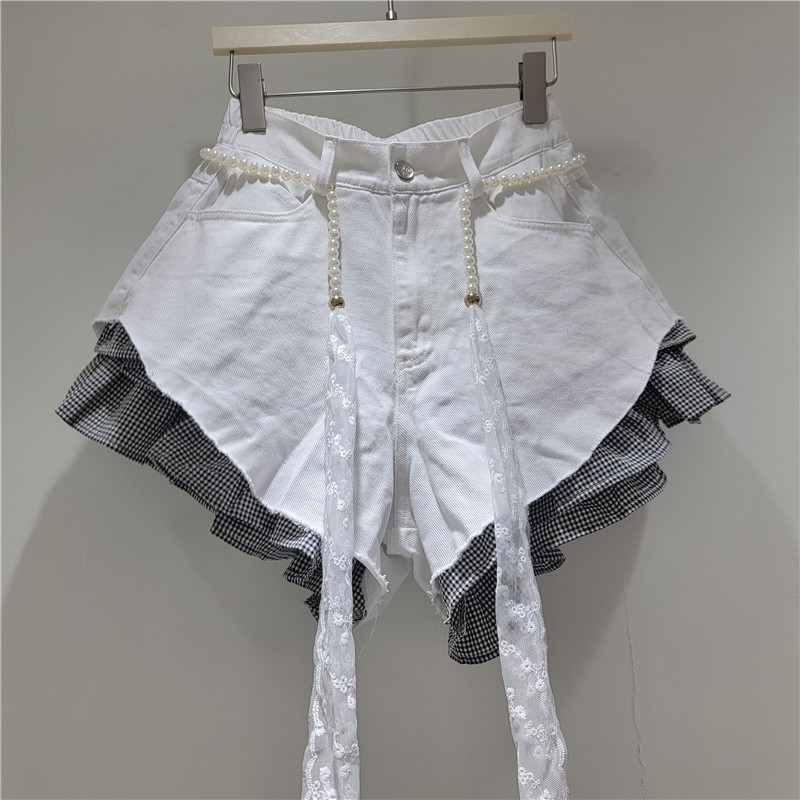 Pantalones Cortos de Mezclilla de Tiro Alto para Mujer con Cinturón