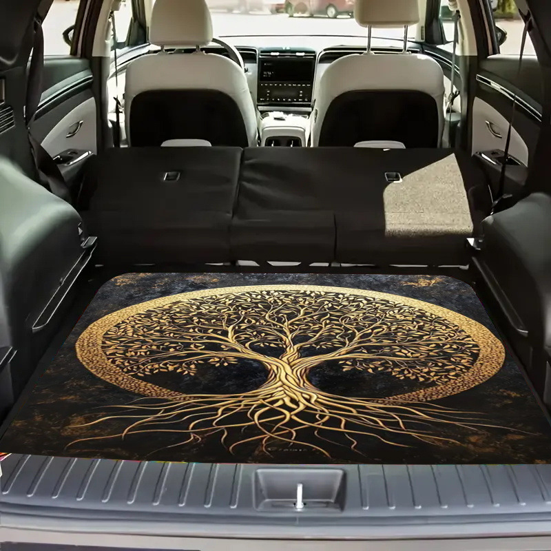 Plant and Flower Design Car Trunk Mat, Crystal Velvet, Dirt-Resistant, Wear-Resistant, Interior Mat, Universal for All Seasons, Cross-Border
