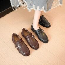 8988-10 秋新款平底软跟不累脚软小皮鞋女一脚蹬英伦风乐福鞋