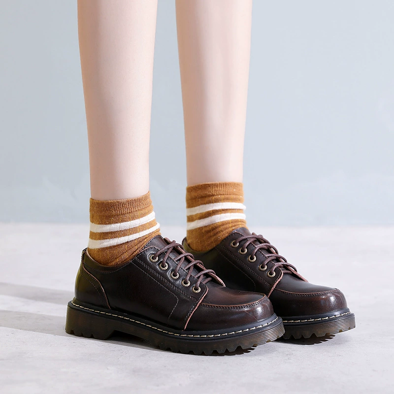 Красивая Маленькая кожаная обувь Foot Power, женское платье в британском стиле в стиле ретро, 2023, новая Однослойная обувь, черная японская обувь JK