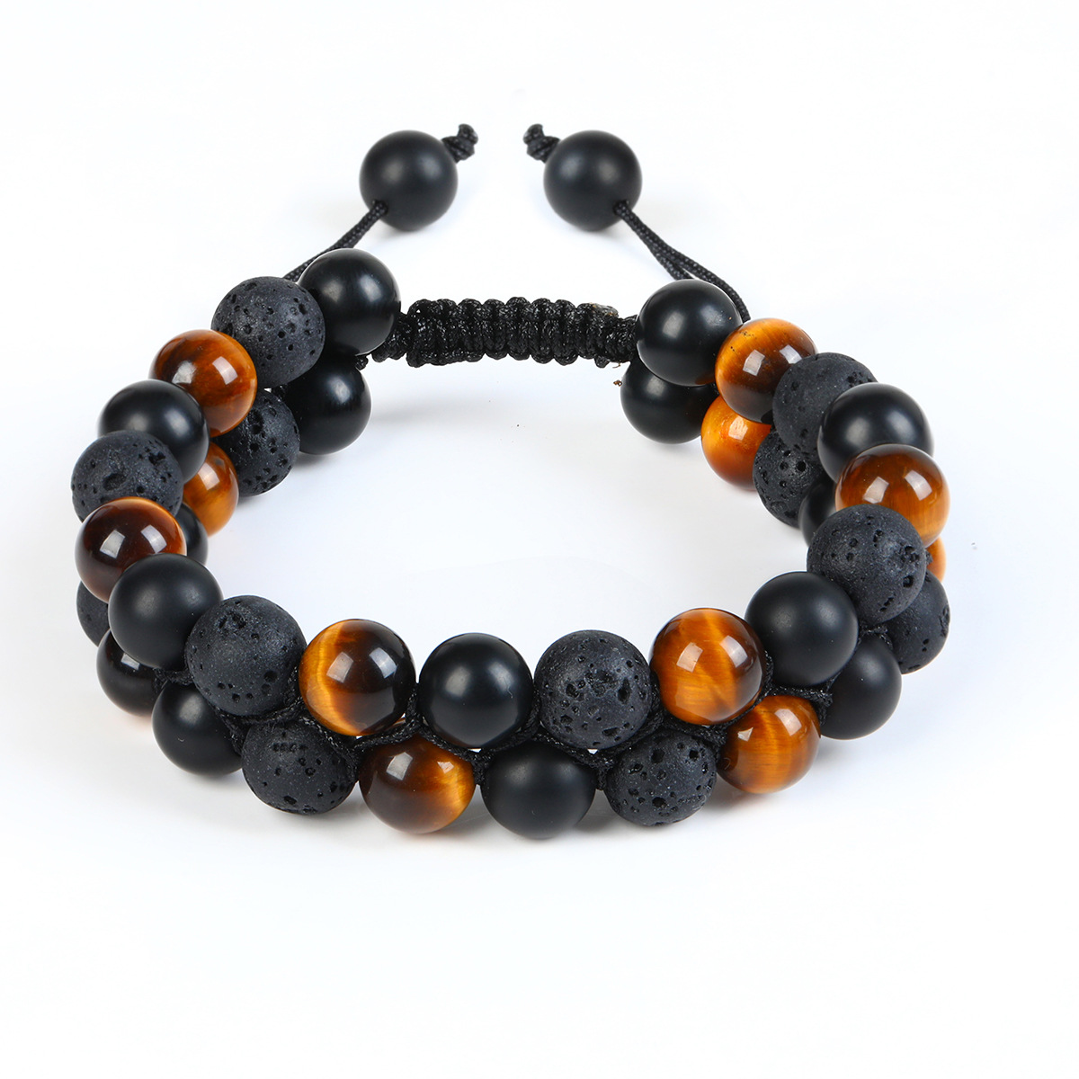 3A yellow tiger eye 3A volcanic stone matte glass beads