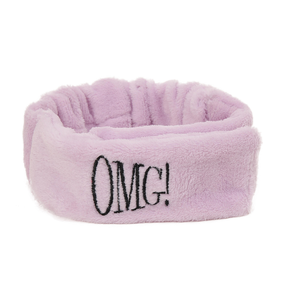 Europa y los Estados Unidos nuevos velcro turbante OMG letras bordadas correa de cabello para mujeres lavar la cara SPA banda de cabello ancho borde peluche adornamiento para el cabello