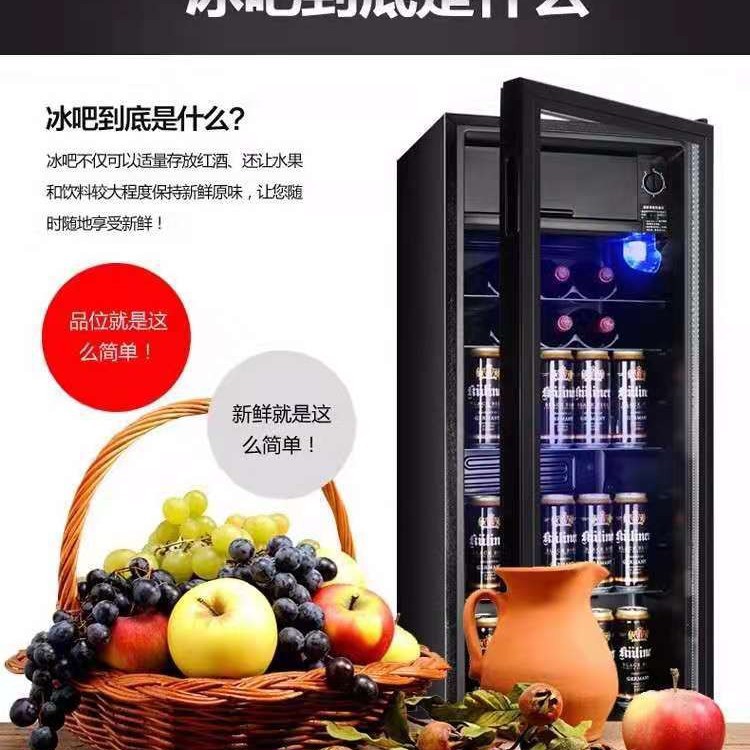 Small Ice Bar for Home and Office Use, Constant Temperature Wine Cooler, Fruit and Tea Refrigerator, Transparent Glass Display Cabinet Ice Bar