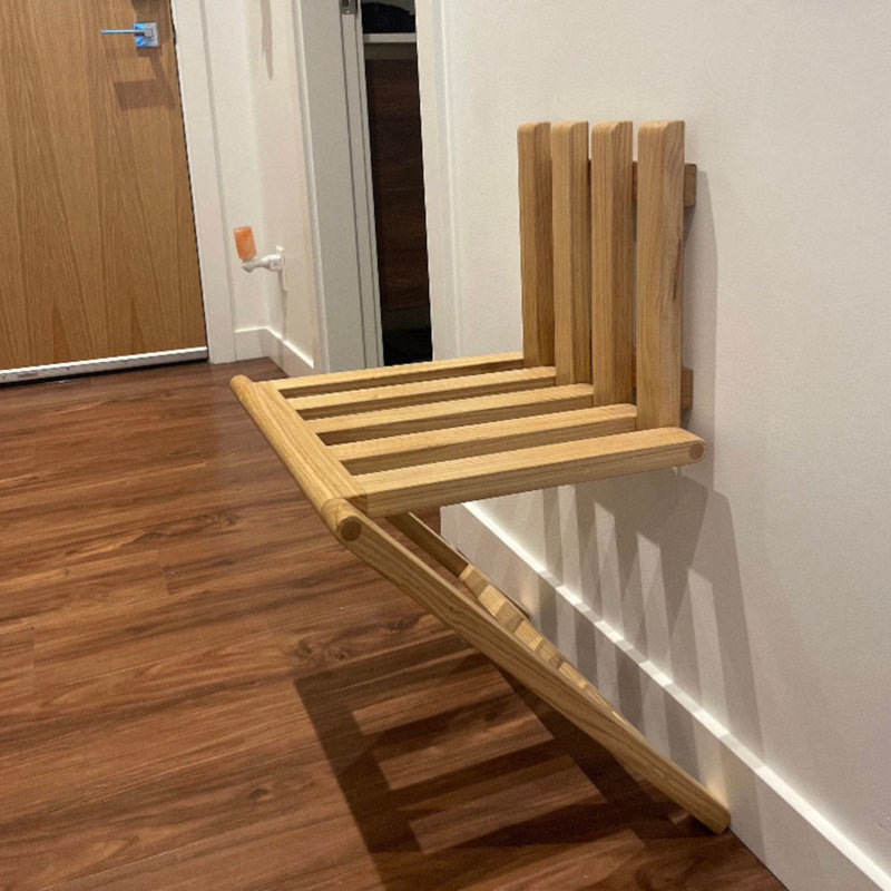 Solid wood wall-mounted folding stool hidden entrance doorway…