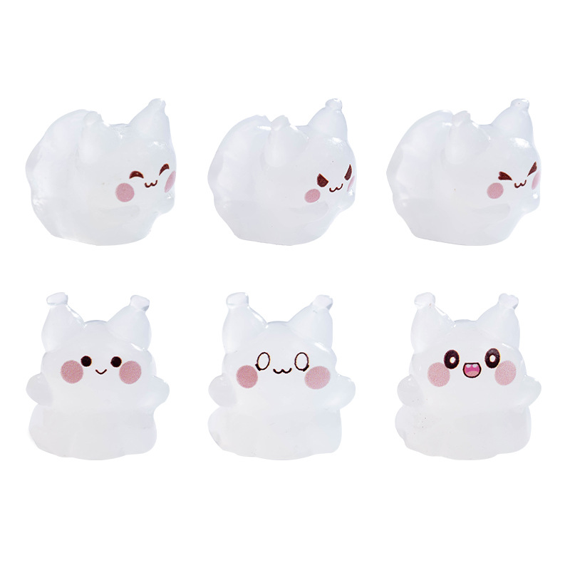 (2개) 마이크로 랜드스케이프 크리에이티브 귀여운 빛나는 고양이 유령 인형 DIY 장식 액세서리 데스크탑 미니 장식품