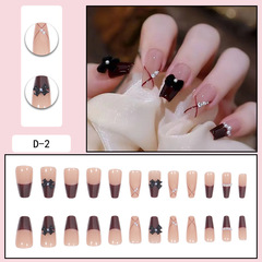 網紅穿戴甲酒法式蝴蝶結穿戴式指甲片成品義烏美甲工廠批發