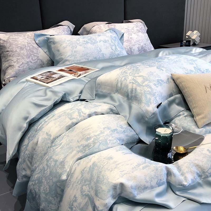 Luxury Washed Ice Silk Bedding Set Cool Touch Sheet Duvet Cover_voghion.com