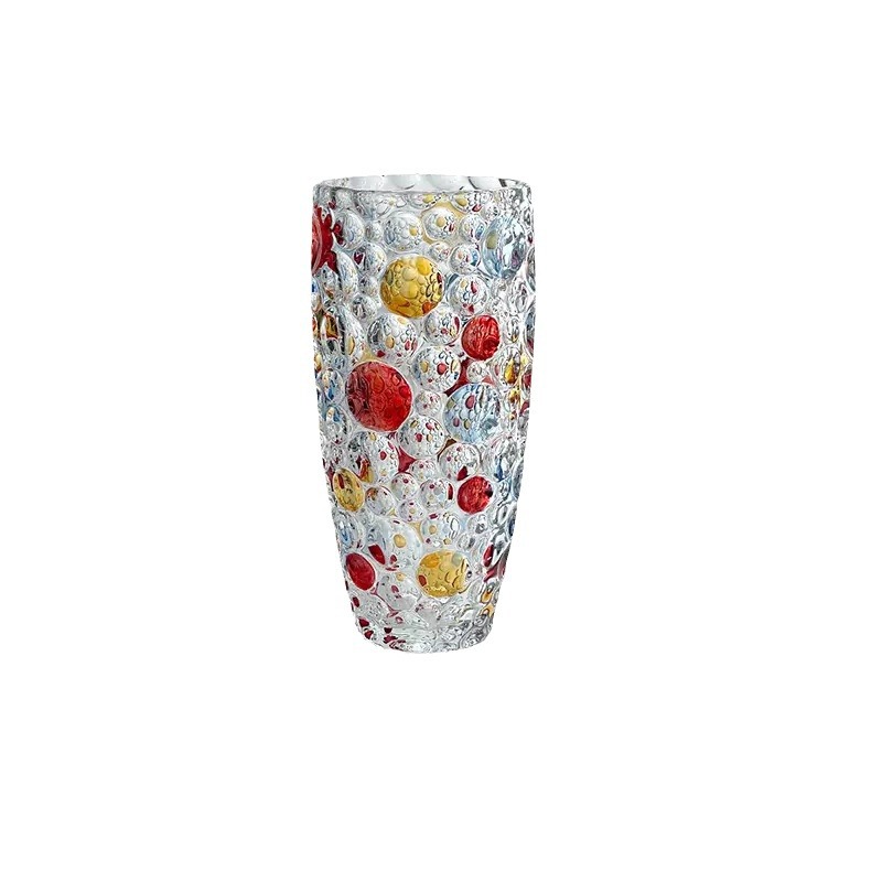 Jarrón de cristal transparente de alta gama con lunares coloridos pintados a mano, estilo escandinavo, decoración para el hogar y escritorio.