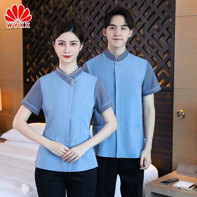 Уборка недвижимости рабочая одежда с коротким рукавом гостиничная гостевая комната уборка офис уборщик мужчины и женщины летняя Чистящая одежда с коротким рукавом