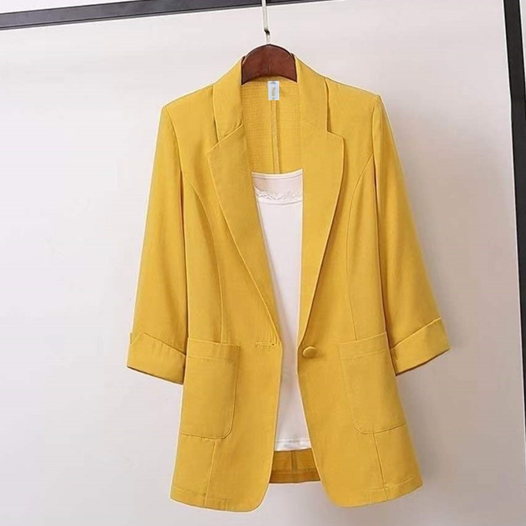 2023 Cotton Linen Midi Plus Size Blazer Korean Loose Casual Fashionable Small Suit Women's Clothing 2023 Cotton Linen Midi Plus Size Blazer Korean Loose Casual Fashionable Small Suit Women's Clothing