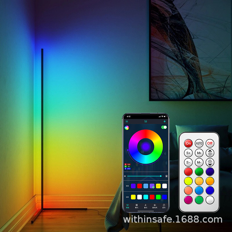 FUENTE moderna Luz de relleno en vivo LED de colores RGB lámpara de pie sala de estar dormitorio esquina simple magia colorida lámpara de techo