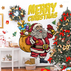 M12049圣诞老人礼物meerychistmas创意店铺家居节日背景装饰墙贴