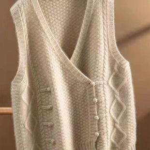 High-End Luxury New Chinese Style Double-Breasted Cashmere Cardigan Sweater Vest for Women 985 #