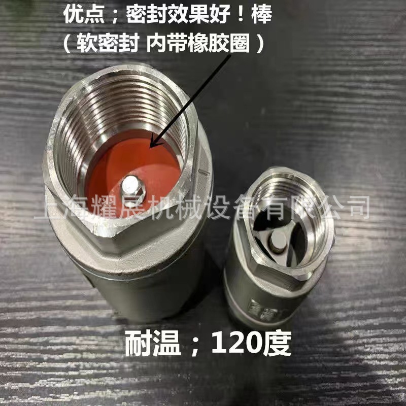 304不锈钢立式止回阀H12单向阀止逆阀弹簧软密封立式止回阀4分6分