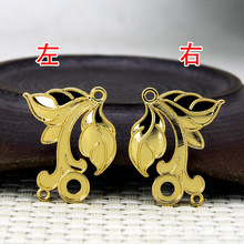 60701铜手工diy滴油仿景泰蓝 树叶吊坠头饰发饰螺钿25*30mm小树叶