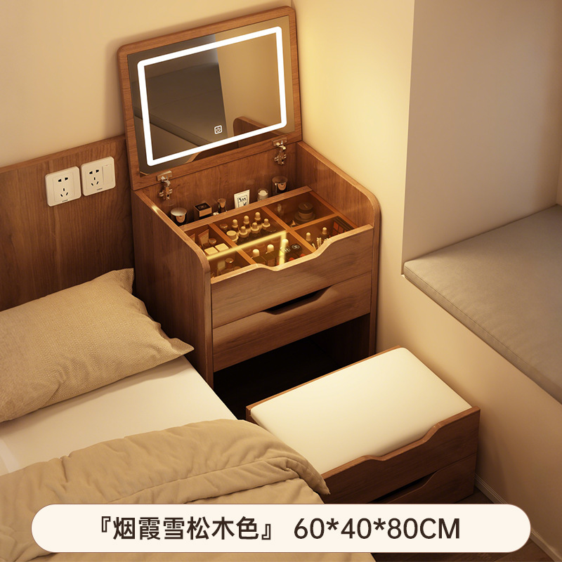 2025 nuevo núcleo de madera sólida meseta de cabecera en un tocador moderno simple dormitorio pequeño mesas de maquillaje con almacenamiento