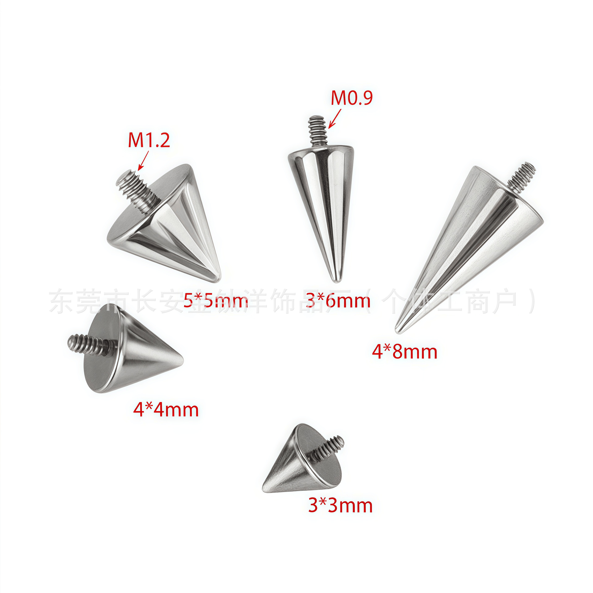 G23 Titanium Pointed Cone Devil Nail Lip Labret Stud Externally Threaded Body Piercing Jewelry detail image 7