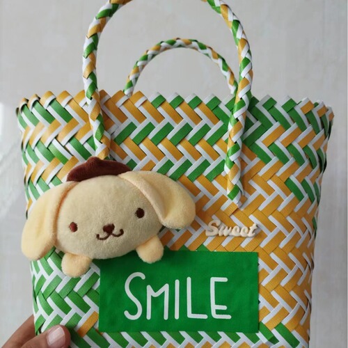 DIY Handmade Woven Bag, Children's Woven Vegetable Basket, Rainbow Woven Bag, Baby Gift Bag