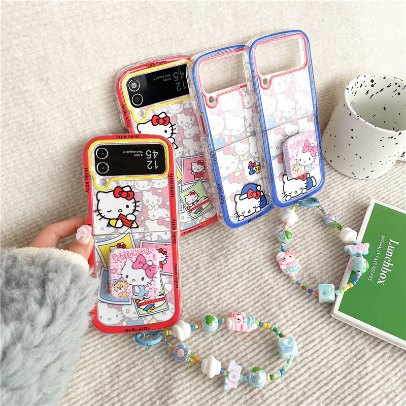 Samsung Zflip56 generation soft case cartoon cute photo KT cat for Galaxy zflip3/4 generation mobile phone case