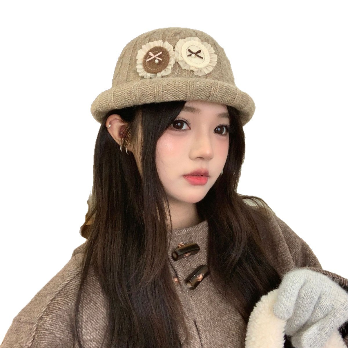 Gorro Sombrero Tejido de Lana Cálido con Moño de Poliéster para Invierno image 6