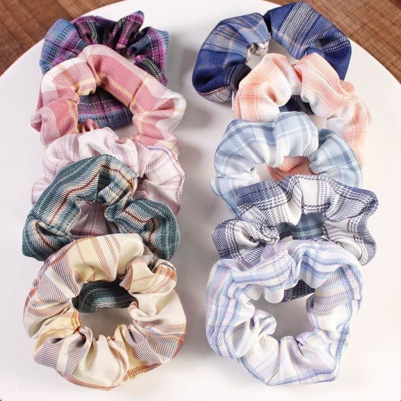 3 / 5 / Pcs Silk Scrunchies Print Scrunchie Set Elastic Collar Hair Ring