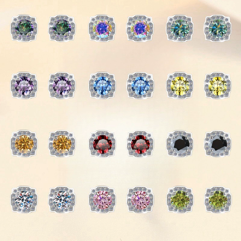 Трансграничные оригинальные цветные ушные украшения из Мозамбика Hairui квадратная мода ювелирные изделия производитель оптом s925 стерлингового серебра серьги