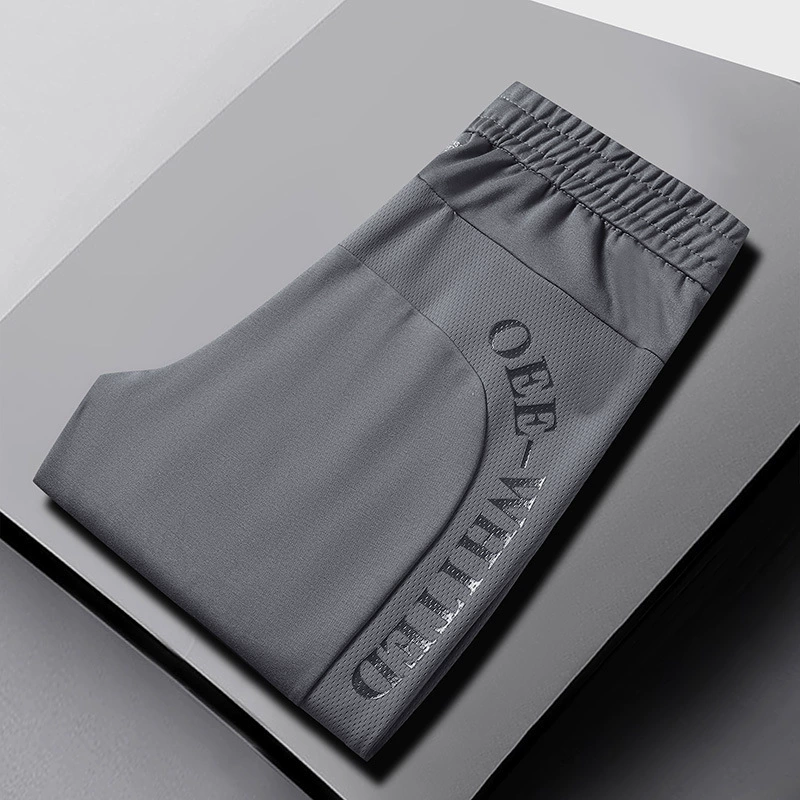 Спортивные повседневные брюки для мужчин летом и осенью тонкий и дышащий 2023 новые широкие брюки с длинными брюками брюки с ледяным шелком