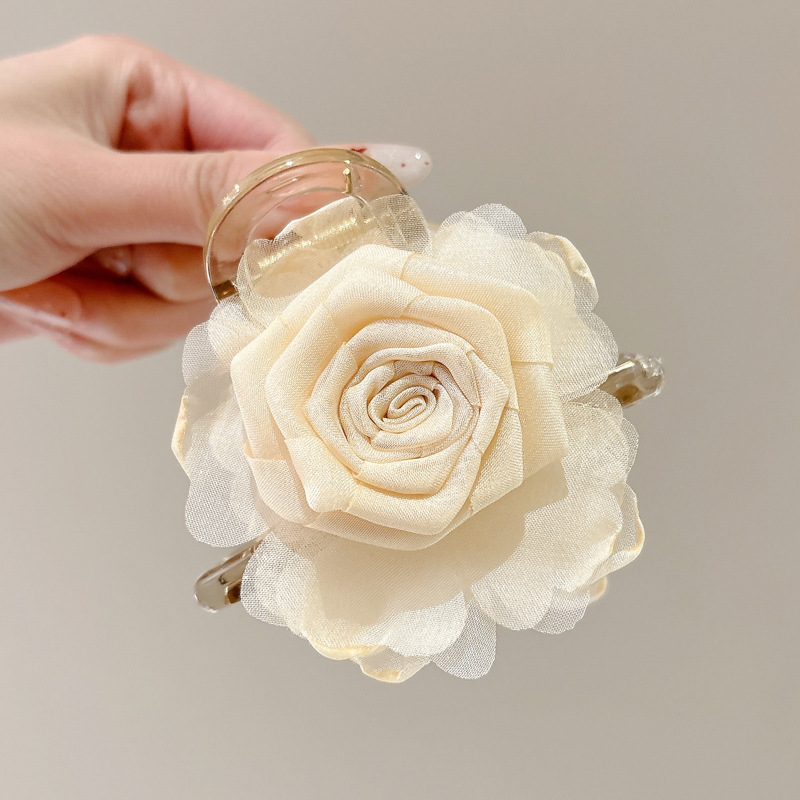 Nuevo estilo chino rosa seca agarrando clip de tiburón de alto nivel de mujer medio clip de cabello de cabeza