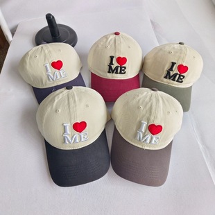 Love Couple Versatile Baseball Cap Korean Couple Duckbill Cap Embroidered Heart Sunshade Color-Blocking Small Ime Makes Face Look Smaller