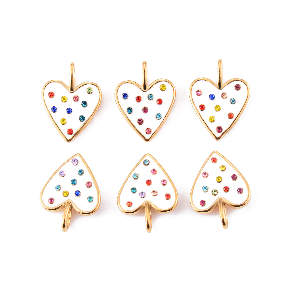 5 Pcs/package Simple Style Heart Shape Stainless Steel Enamel Inlay Pendant Jewelry Accessories display picture 1