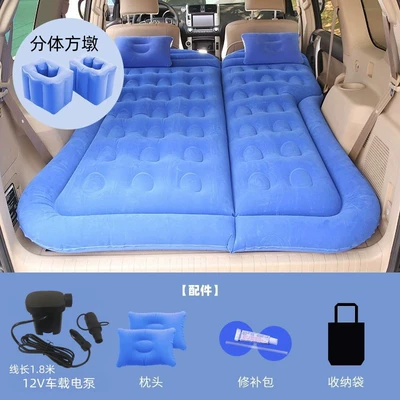 Off-Road Vehicle Backseat Sleeping Folding – Vehicle-mounted inflatable bed - tailgate-and-rear-seat-dual-use-suv-honeycomb-blue-with-18m-pump-a-pair-of-square-piers