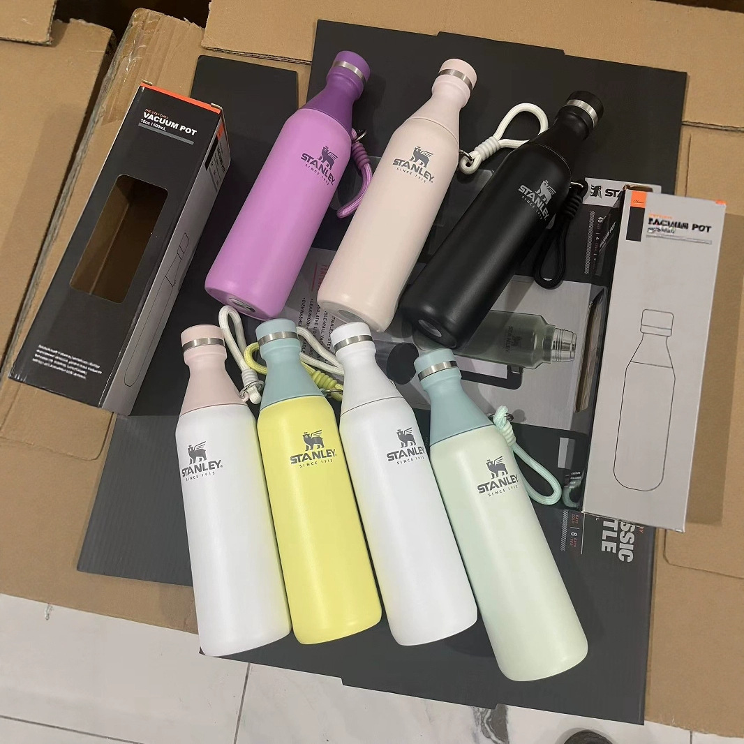 Nueva botella de coja transfronteriza con cuerda, botella de boca pequeña, taza de agua deportiva, taza de aislamiento de acero inoxidable 304 al aire libre de Amazon