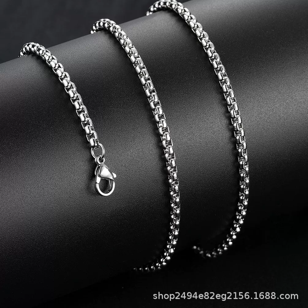 厂家直销不锈钢方珍珠项链子钛钢饰品配链素链简约