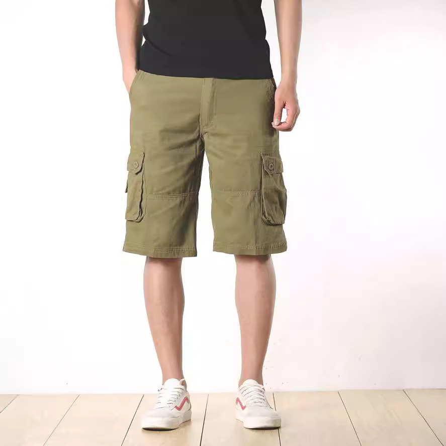 Moda nuevo verano más el tamaño de los hombres ropa de trabajo de gran bolsillo playa casual pantalones cortos de algodón listo para usar lavado moda