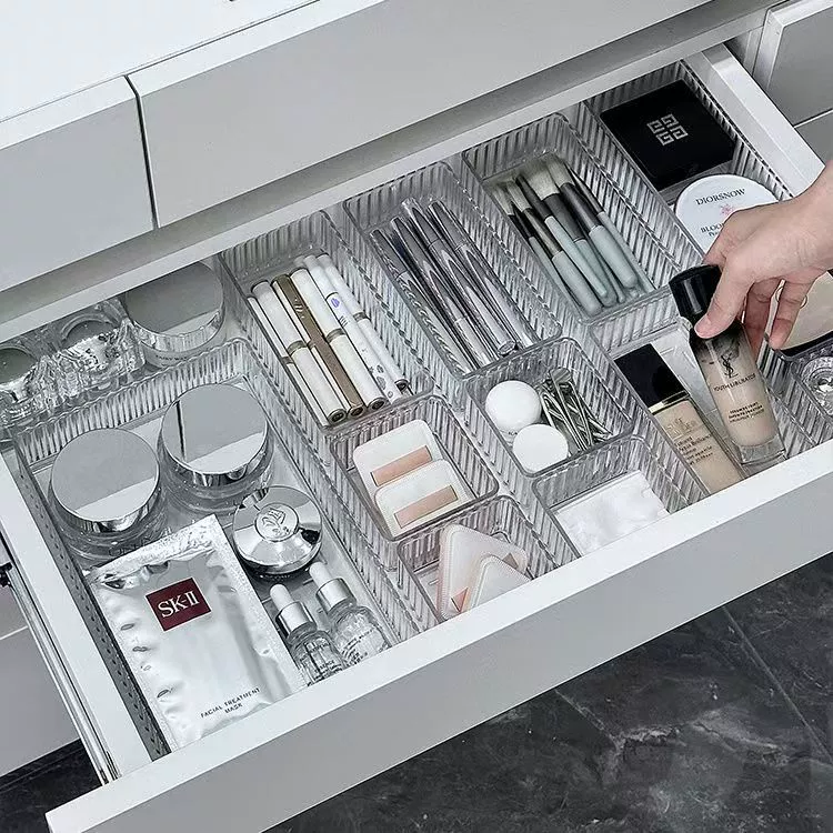 Acrylic Storage Box Organizer, Transparent Drawer Tray, Stackable, Sizes S–XL (8×8×4.5 cm S)