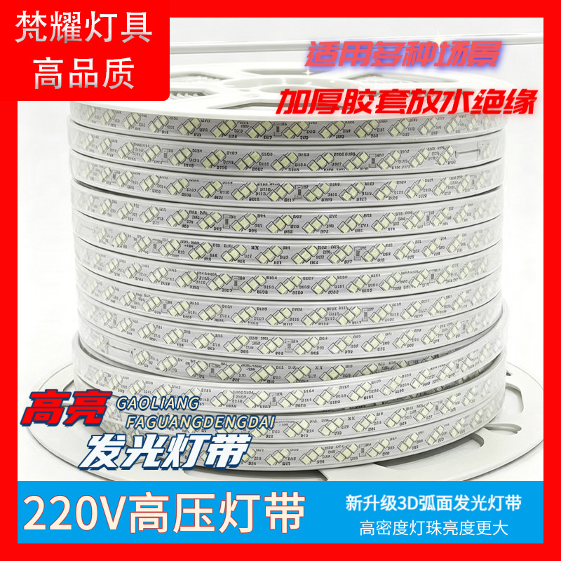灯带LED客厅三色变光吊顶220V户外防水白光暖光工程亮化软灯带条