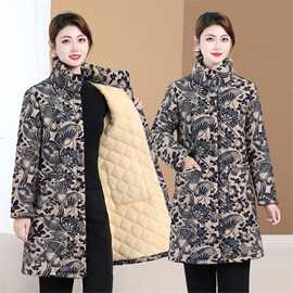 一件代发原版直播爆款中长款棉衣冬季新款立领宽松百搭棉服上衣女