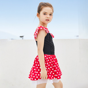 2024 New Girls' Swimwear Small and Medium-sized Children's Summer New Children's one-piece Skirt Poll Dot Princess Cute Swimsuit