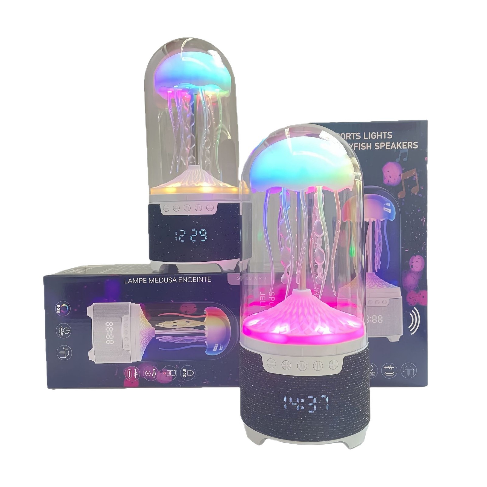 Altavoz Bluetooth con forma de medusa y pulpo, con luz ambiental rítmica, decoración para el hogar y escritorio, MAX116Pro