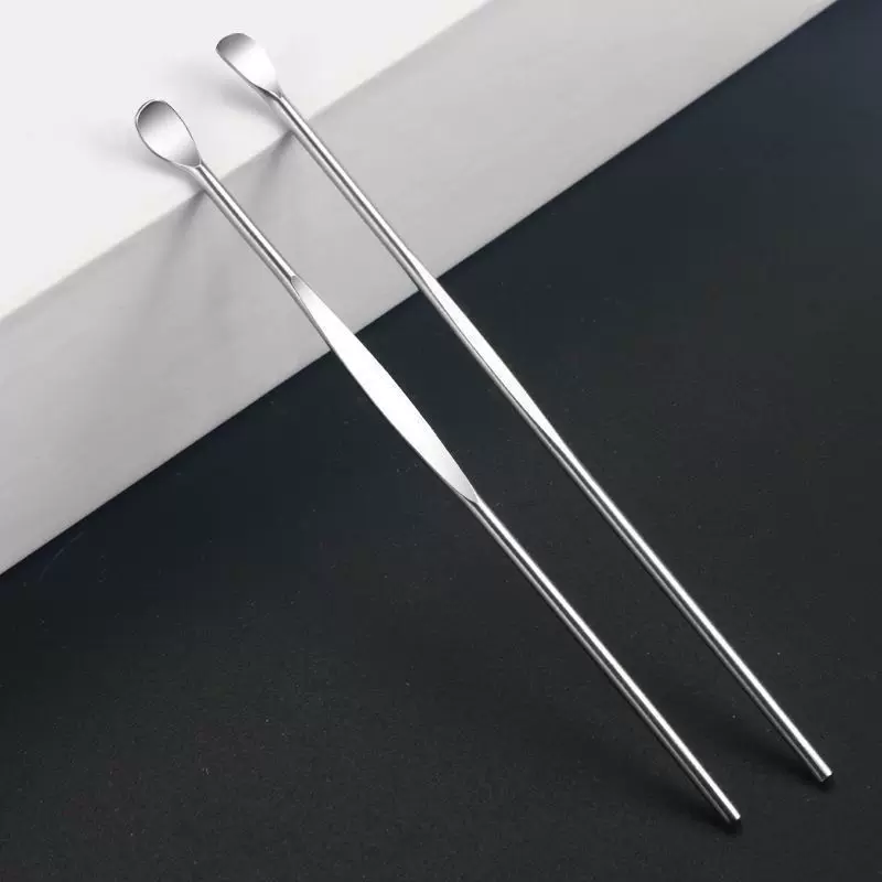 掏耳勺超薄长柄不锈钢挖耳勺复古金银色加粗耳勺耳挖合金耳挖勺