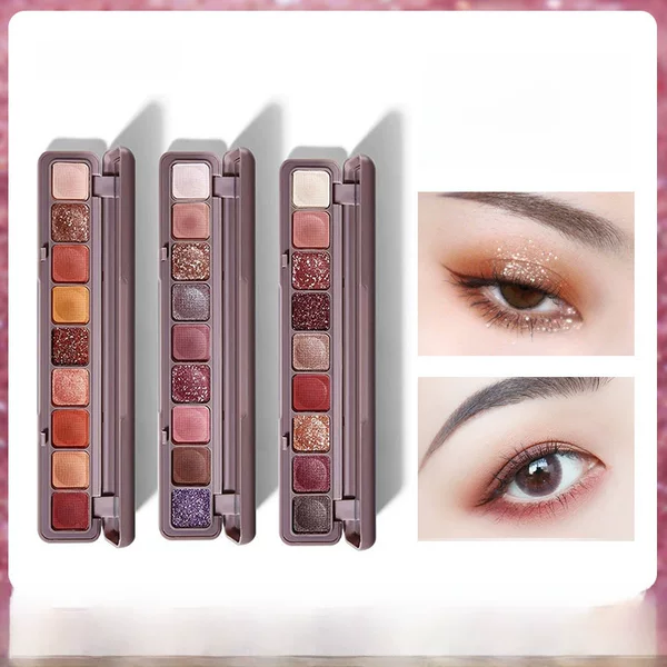Keyboard fingertip nine-color eye shadow pearlescent matte glitter easy to color no makeup makeup eye shadow plate one-piece delivery