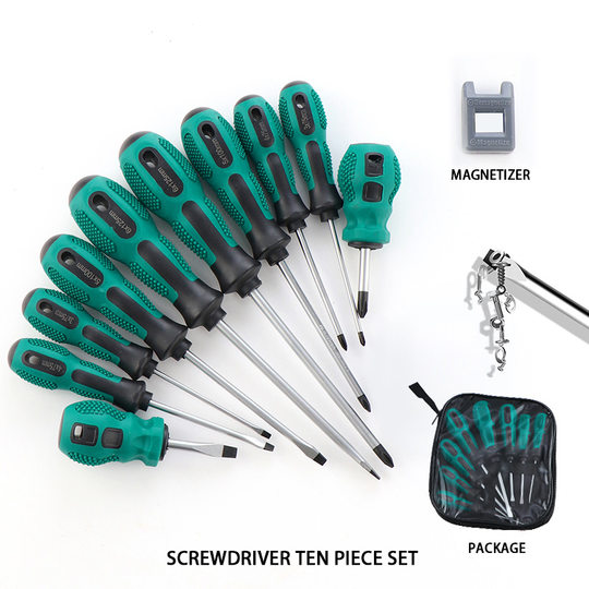 Cross-border 10-piece screwdriver tool multi-functional combination strong magnetic screwdriver screwdriver cross screwdriver suit