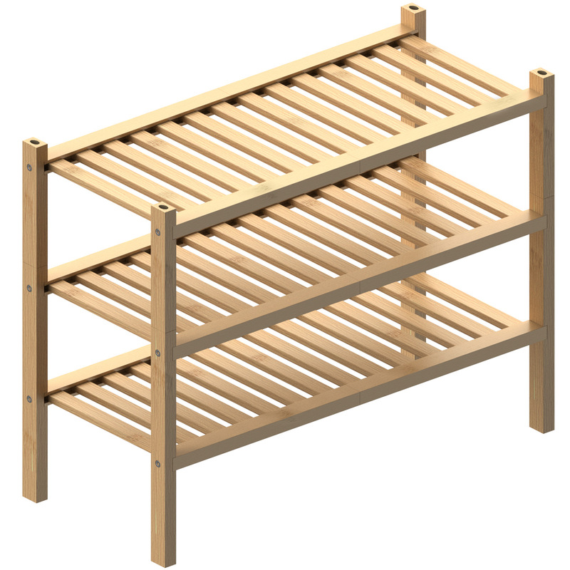 Cross-Border Hot Selling Folding Shoe Rack Bamboo Stackable Storage Rack Space-Saving Household Multi-Layer Storage Rack