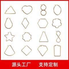 クロスボーダーdiyメッキ耳飾り部品個性ins三角円形幾何学図形ステンレス透かし彫り耳輪