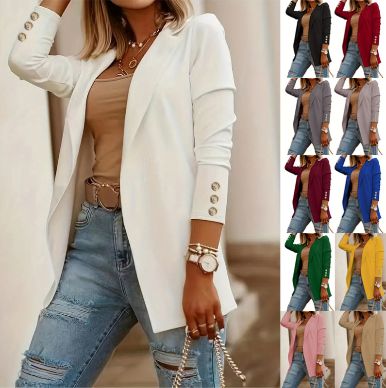 2024 New AliExpress Amazon European and American Women's Fashion Jacket Coat Long Sleeve Suit Women