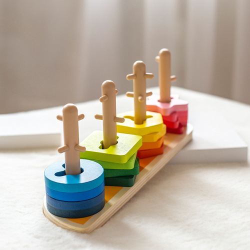 Montessori geometric shape crocodile set column matching cognitive graphics children's early education educational building block toys 1-3 years old